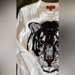 VINTAGE Guess White Tiger Sequin Jacket